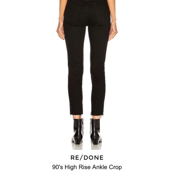 REDONE 90’s High Rise Ankle Cropped Black Jeans - Picture 4 of 14